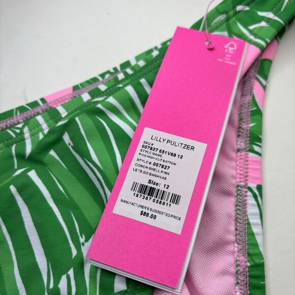 Lilly Pulitzer Swim Suit Pico Bikini Bottom High Cut SZ 12 Lets Go Bananas New - Picture 5 of 7